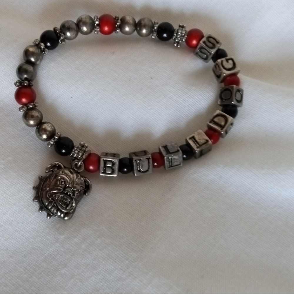 UGA bulldog stretch bracelet